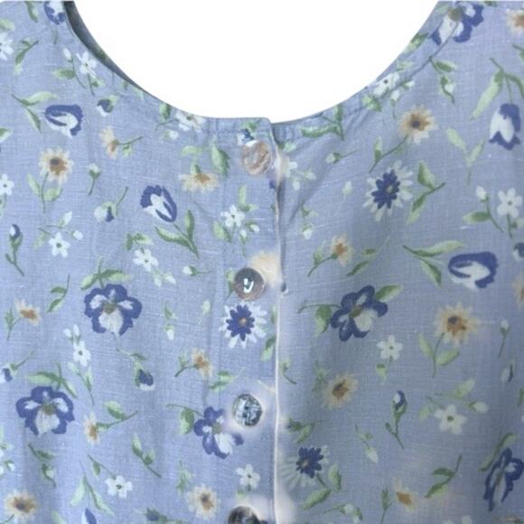VTG Madison Scott Floral Cotton Blend Nightgown Women's 14 Blue Made in USA - Picture 4 of 5